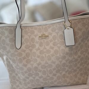 Coach Beige Signature Tote Bag